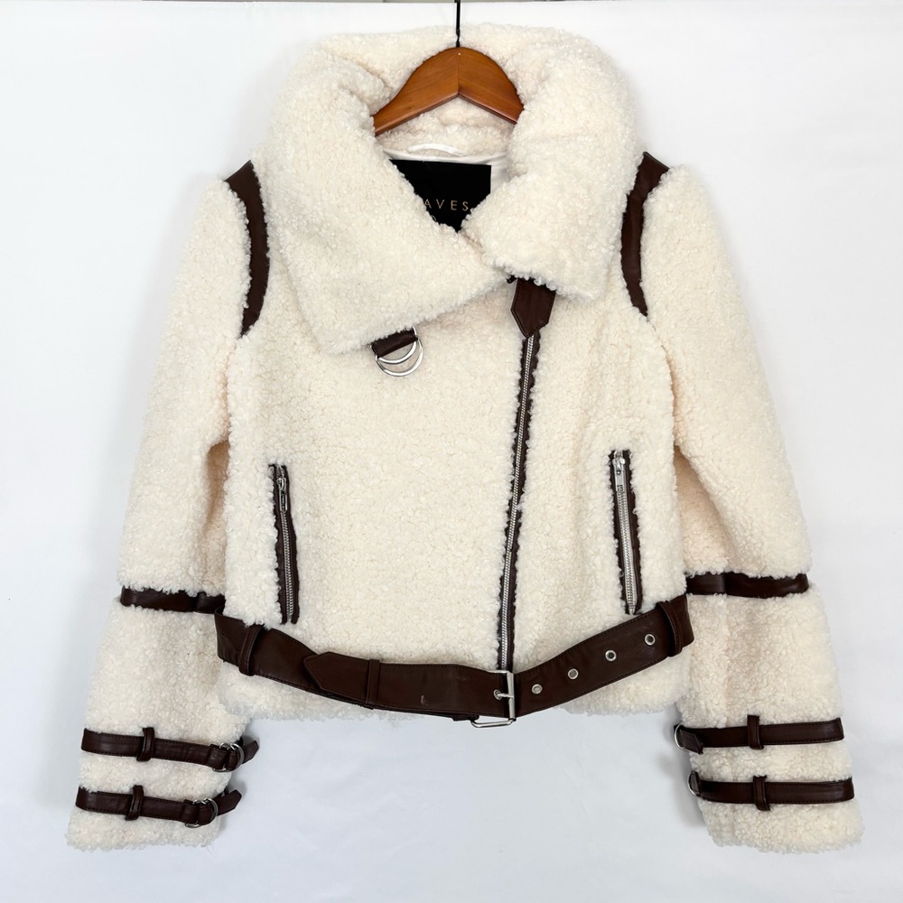 Eaves Bailey Moto Jacket in Vanilla Bean Size XXS‎ Faux Fur